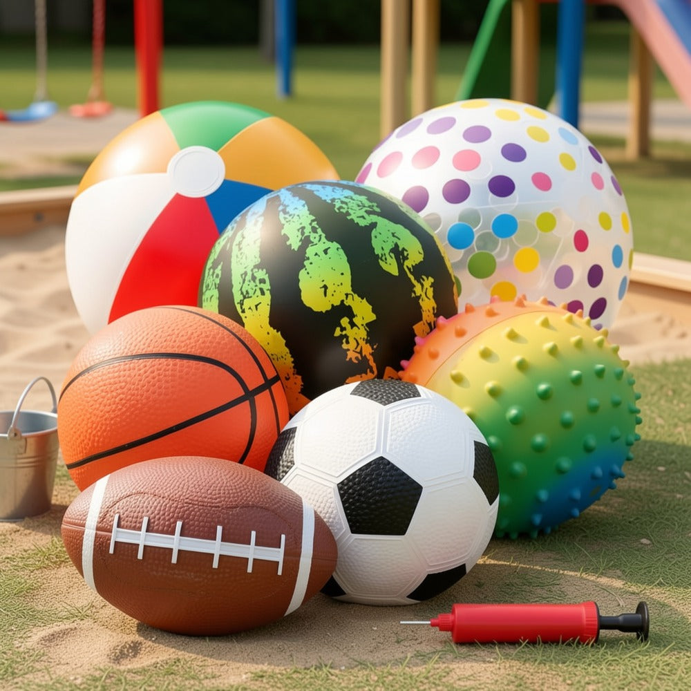 Kids Playground Ball Set 7-Pack with Air Pump, 10.6 Inch Outdoor Ball Plus 6-Inch Basketball Football Rugby — image 8