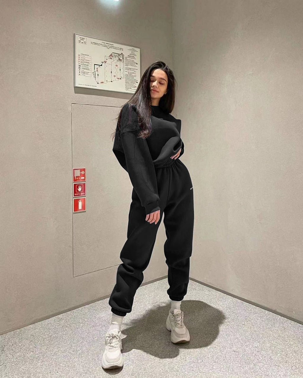 Casual Crew-neck Long-sleeve Pants Set