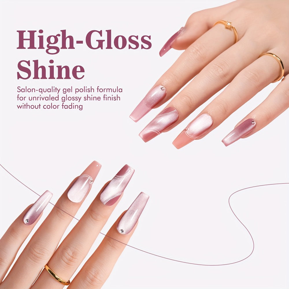Gel Nail Polish MORDDA Six-Color Magnetic Cat Eye Kit with Included Nail Art Magnet for Home Manicures — image 5