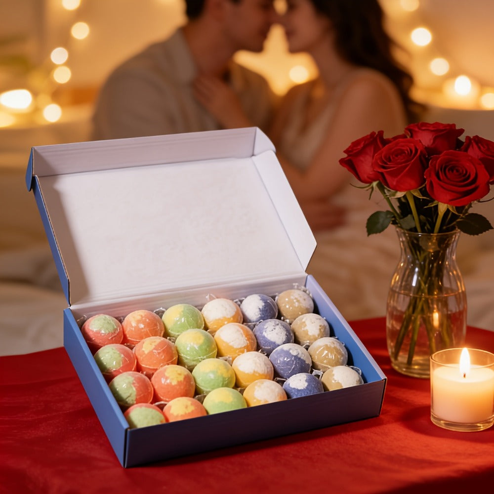 Bath Bombs, 24-Piece Essential Oil Gift Set with 20g Round Fizzers, Assorted Colors and Fragrance Styles — image 7