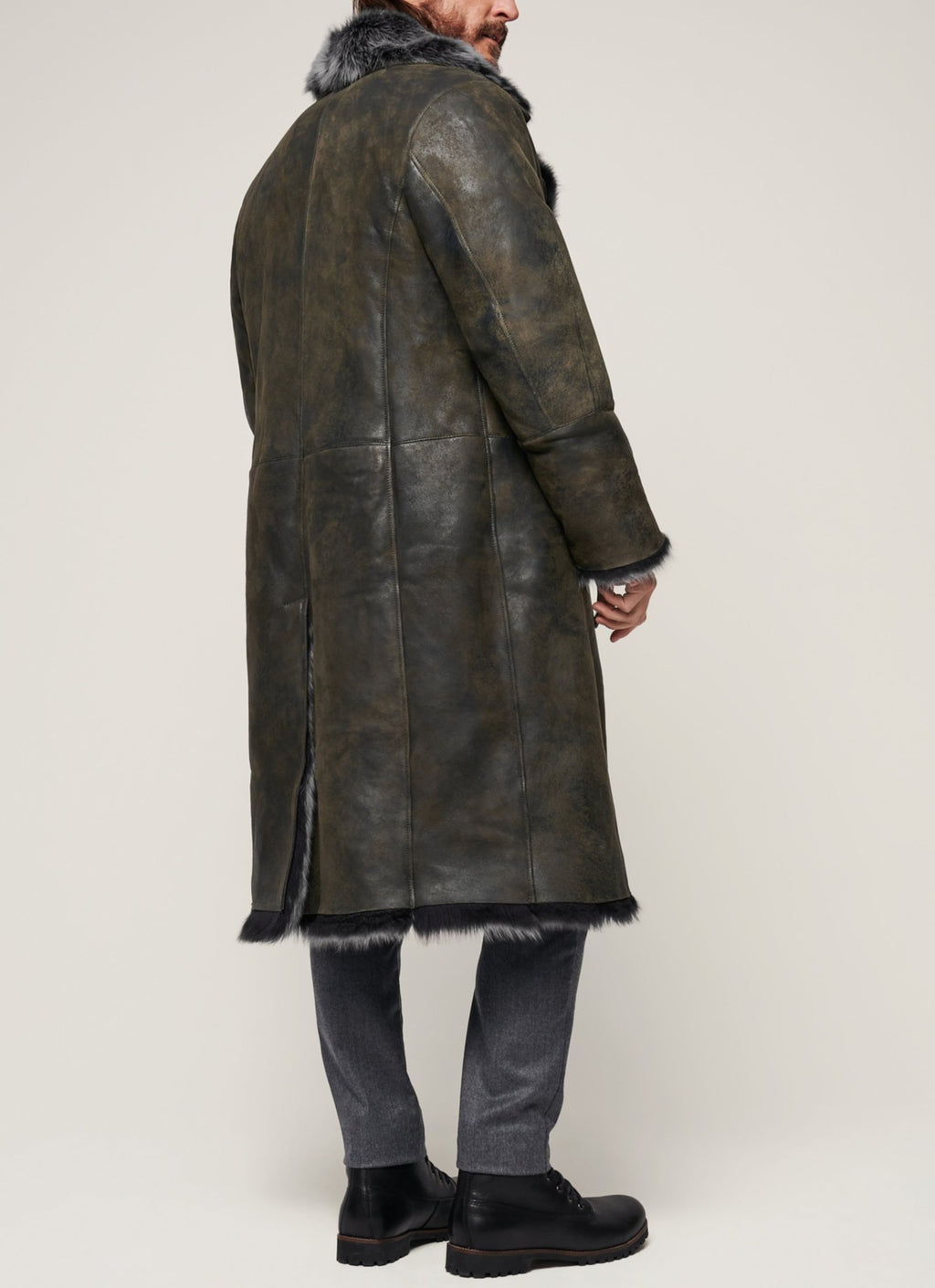 Double-breasted Wide Lapel Long-haired Men's Long Fur Coat