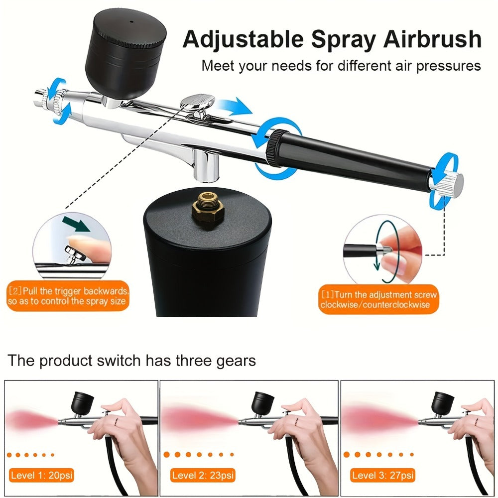 Rechargeable Cordless Airbrush Kit with Green, Pink, Red or Black Three-Gear Pump and Three Cup Options — image 5