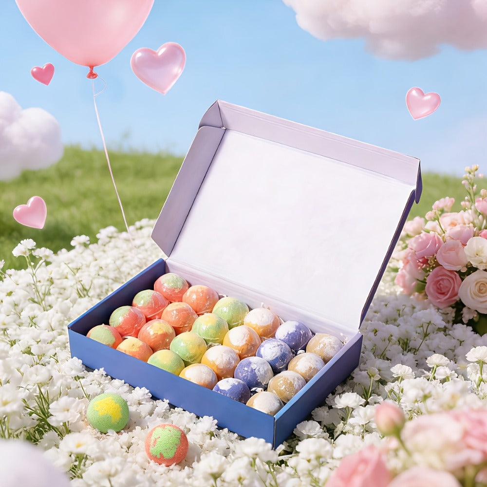 Bath Bombs, 24-Piece Essential Oil Gift Set with 20g Round Fizzers, Assorted Colors and Fragrance Styles — image 10