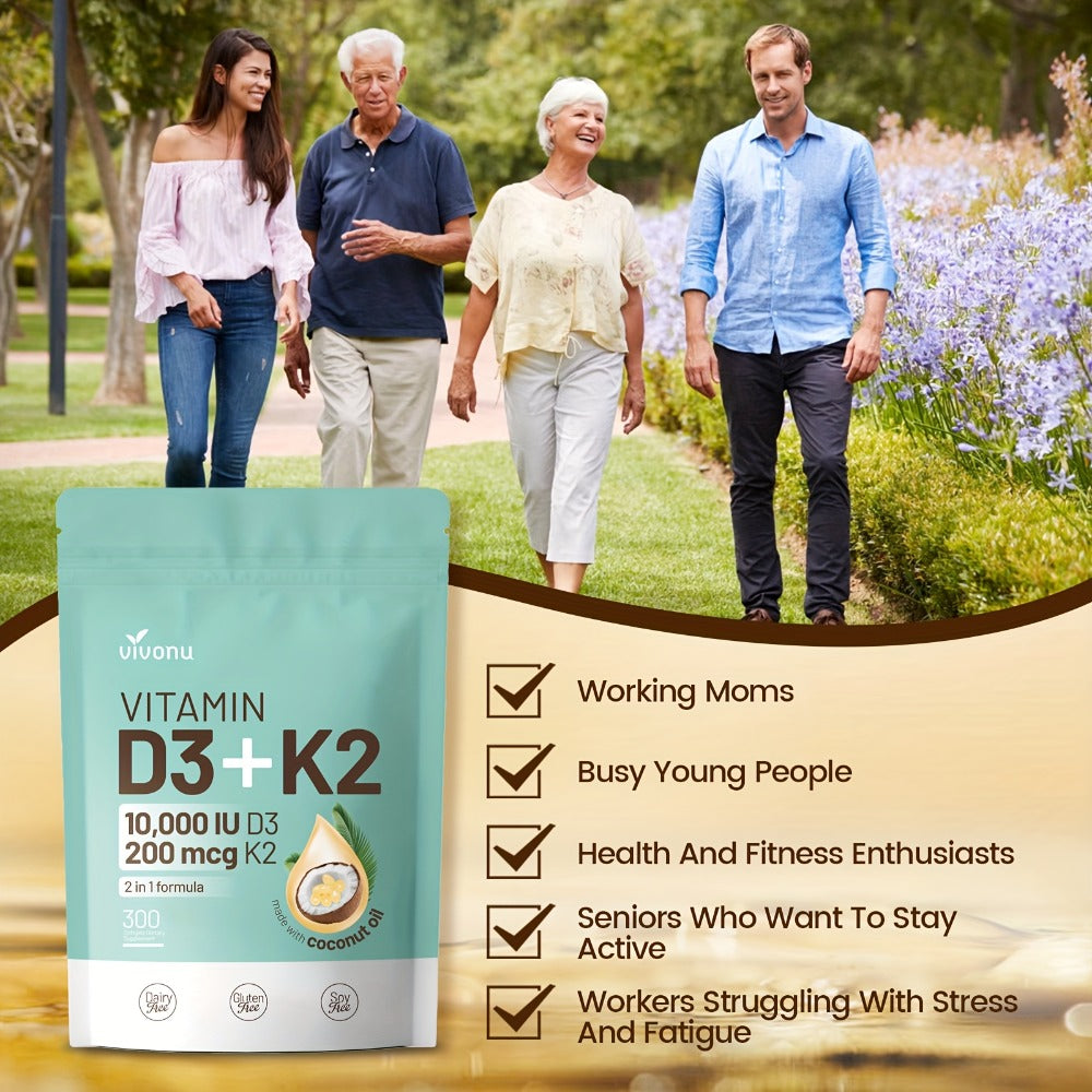 Vitamin D3 K2 Softgels with Coconut Oil, 2-in-1 Premium Bone, Heart & Immune Support Formula for Women & Men — image 6