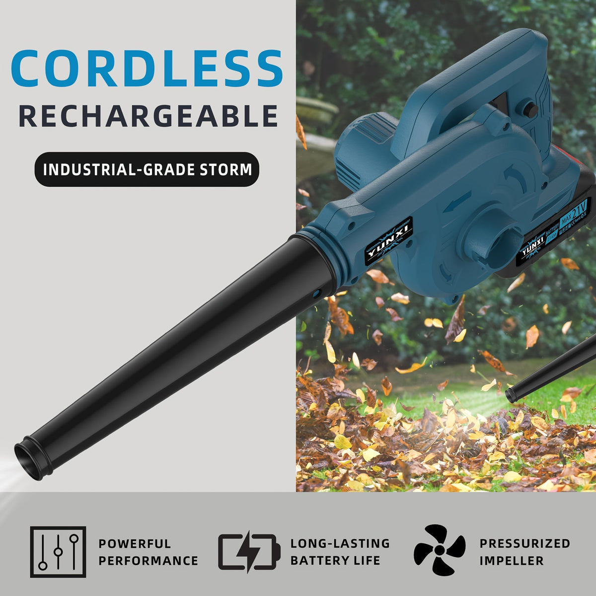 Leaf Blower Cordless for Garden, Patio and Yard Use, with the Listed Configuration, for Everyday Use and Organized Storage — 