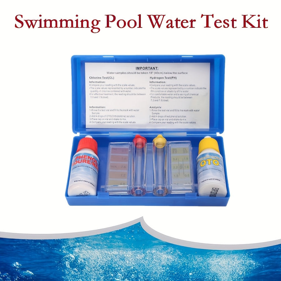 Pool Test Kit pH Reagent, Swimming Pool Spa Hot Tub Water Testing for Garden, Patio and Yard Use — image 1