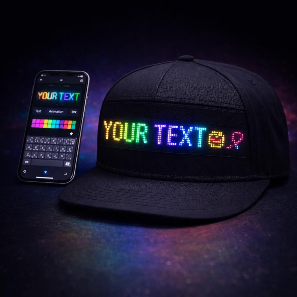 Programmable LED Hat App Controlled Scrolling Text Light Up Baseball Cap for Men Women Parties Halloween Christmas Gift USB C