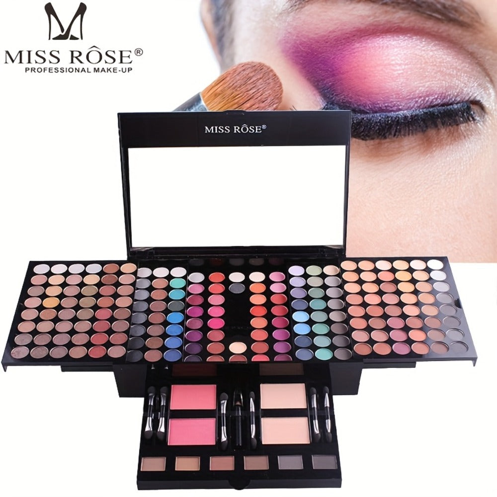 Makeup Kit 190-Color Fold-Out Face and Eye Palette with Center Mirror, 144 Eyeshadow Shades and Eight Brushes — image 7