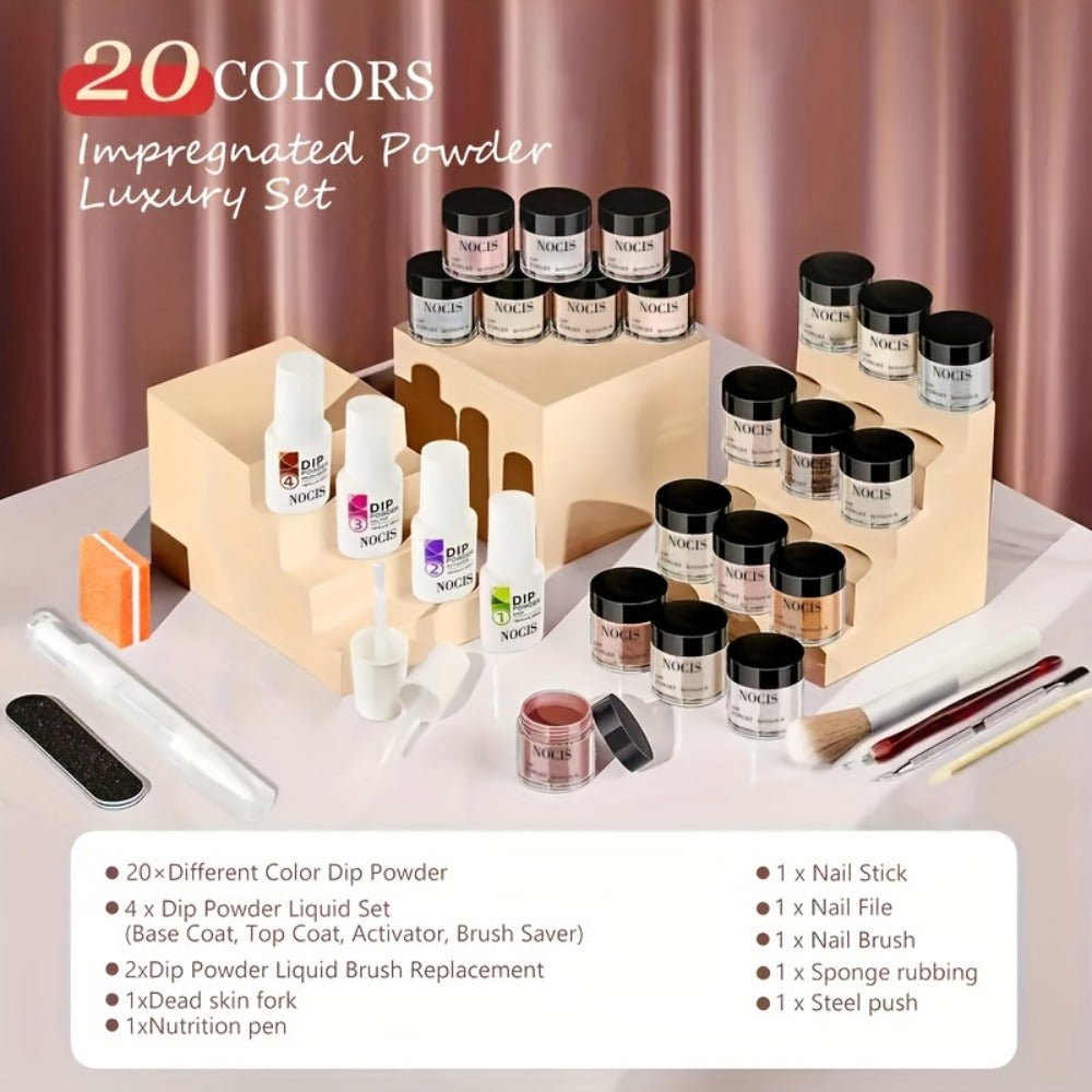 Sparkling Glitter Dip Powder Nail Set 33Pcs with Activator & Primer, 20 Colors No Lamp Needed for French — image 6