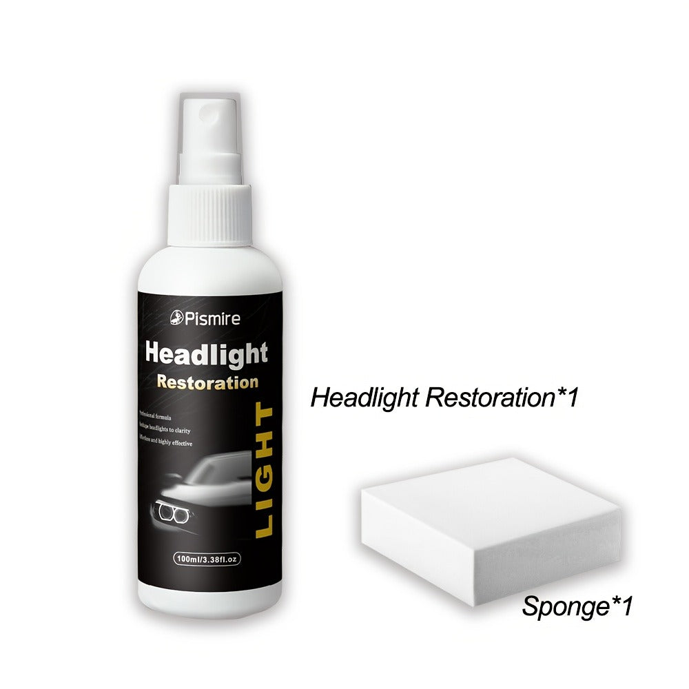 Headlight Restoration Kit Ceramic Coating Spray 100ml No Sanding No Polishing Required Quick Restore Yellowed Foggy Car Headl