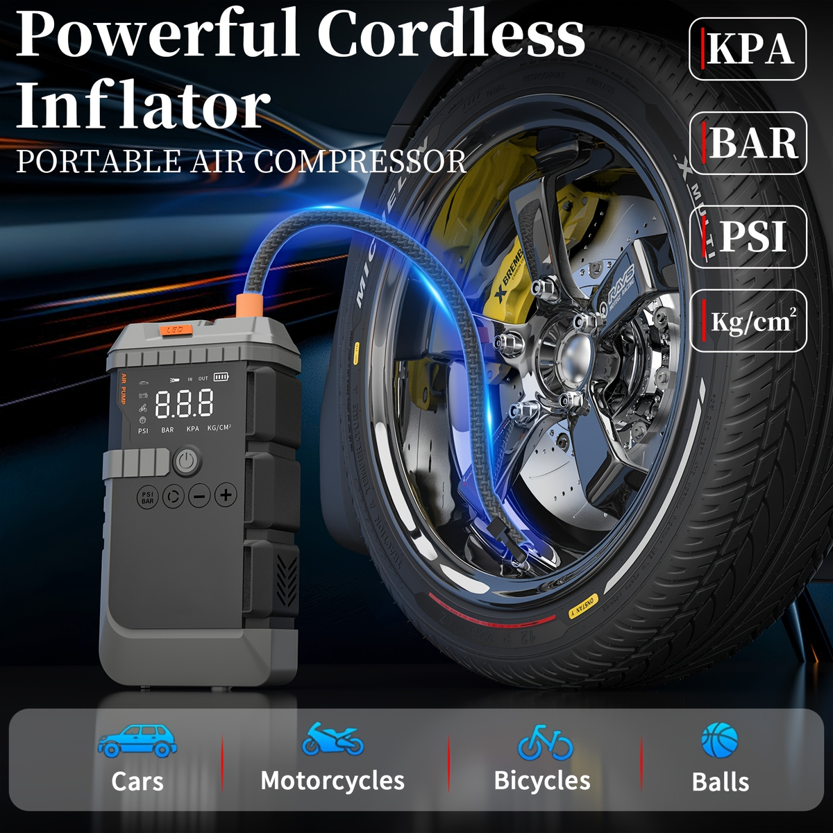 Jump Starter Power Bank 10000A 4-in-1 with 150 PSI Air Compressor LED Emergency Light USB Charging for Garden, Patio and Yard
