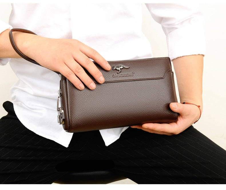 Men's Leather Clutch Anti-theft Password Lock