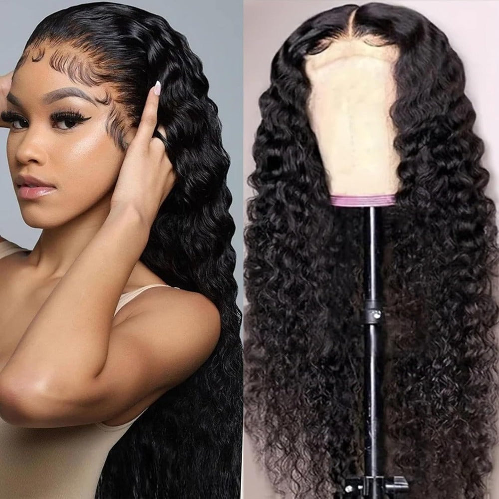 Jerry Curl Human-Hair Lace Closure Wig in Black with 14, 16, 18, 20 or 24-Inch Length Options — image 5