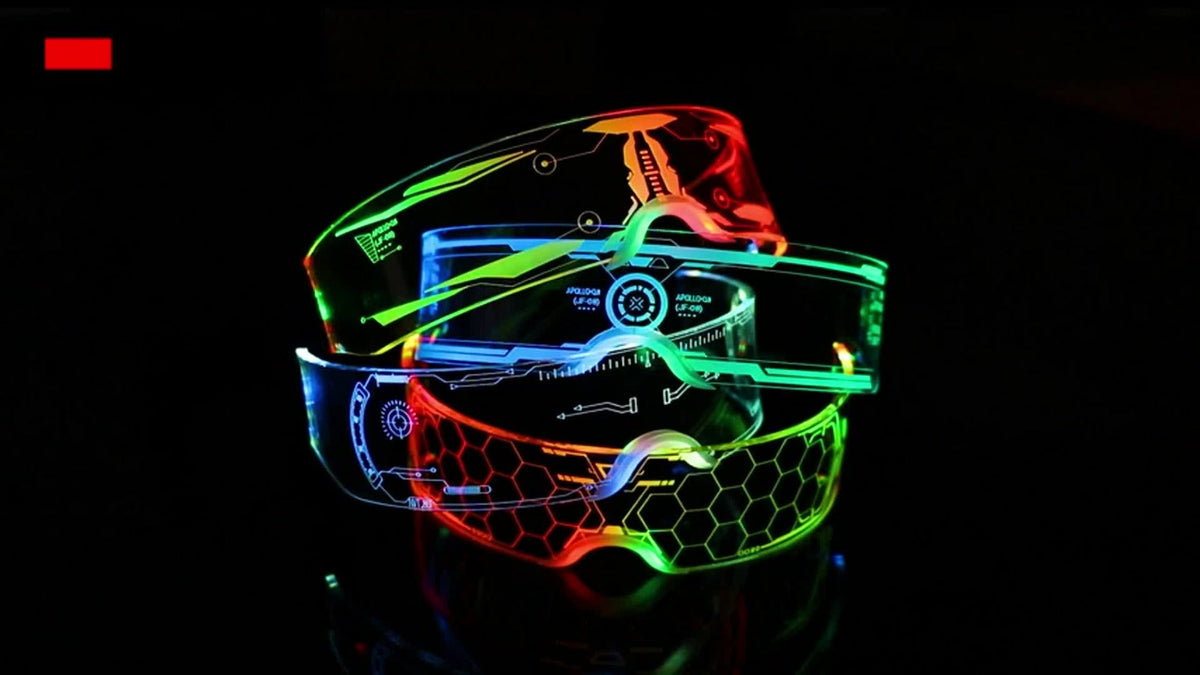 LED Visor Glasses Cyberpunk Futuristic Glow 7 Colors 5 Modes with the Listed Color, Size or Set Options for Everyday Use — im