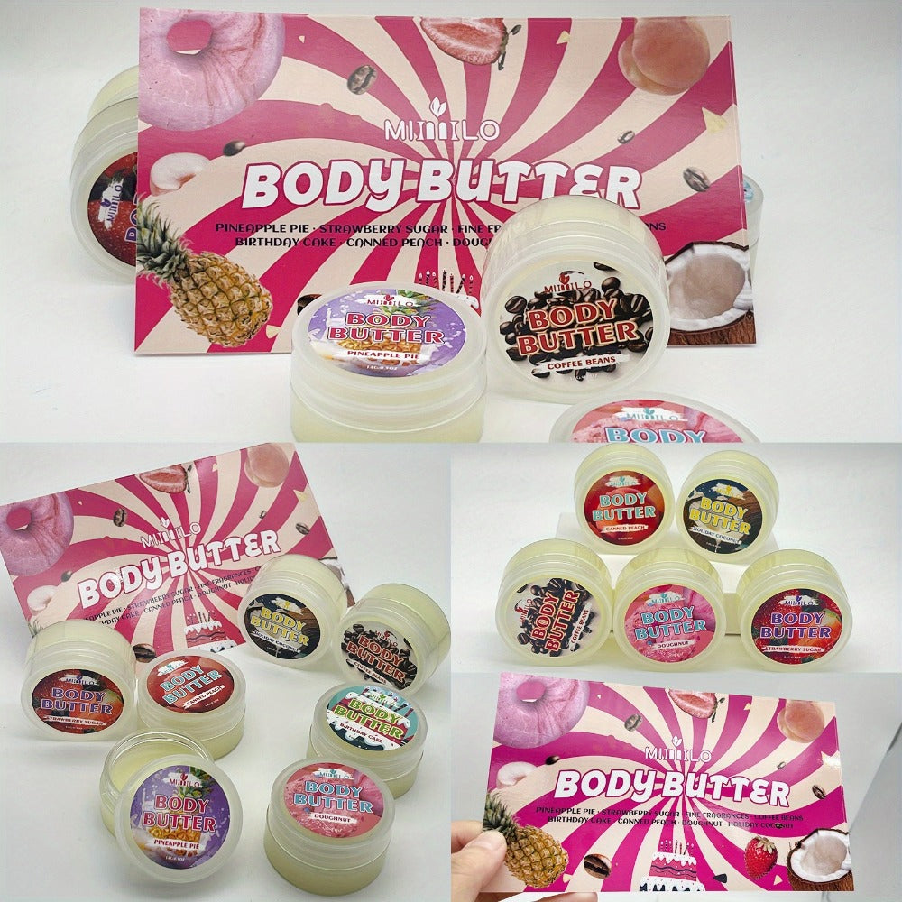 Fruity Body Glaze Set 8 Scents 100g×2 – Pineapple Coconut Strawberry Coffee Peach Doughnut Birthday Cake Non-Greasy All-Day M