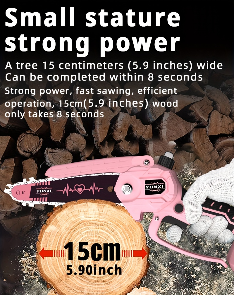 Cordless Electric Pruning Saw Handheld Mini Chainsaw Wireless Portable Tree Branch Cutter with Safety for Garden, Patio and Y