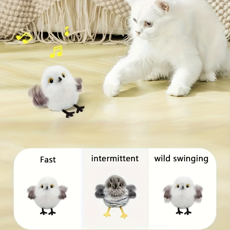 Cat Toy Flapping Bird with Chirping Sound, USB Rechargeable Motion and Three Plush Bird Styles — image 4