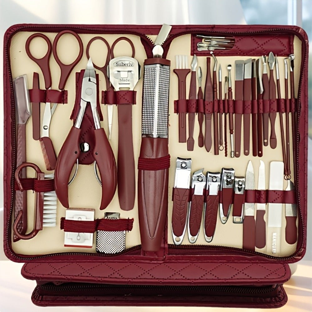 Professional Manicure Pedicure Kit 42 Piece Stainless Steel Nail Set with Portable Travel Case – Nail Scissors Cuticle Nipper