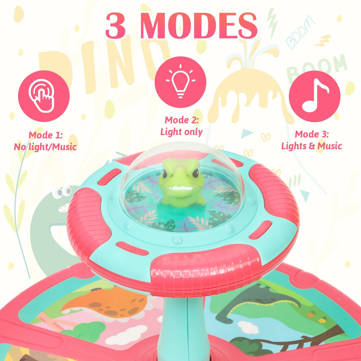 Dinosaur Spin Seat Toy for Toddlers 18 Months+, 360° Sit and Spin with Music, Indoor Interactive Sensory Balance Toy — image 