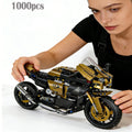 1000PCS Motorcycle Building Blocks 1:10 Scale DIY Black & Gold Motorbike Model Kit – Adult Collector Display Ornament — image