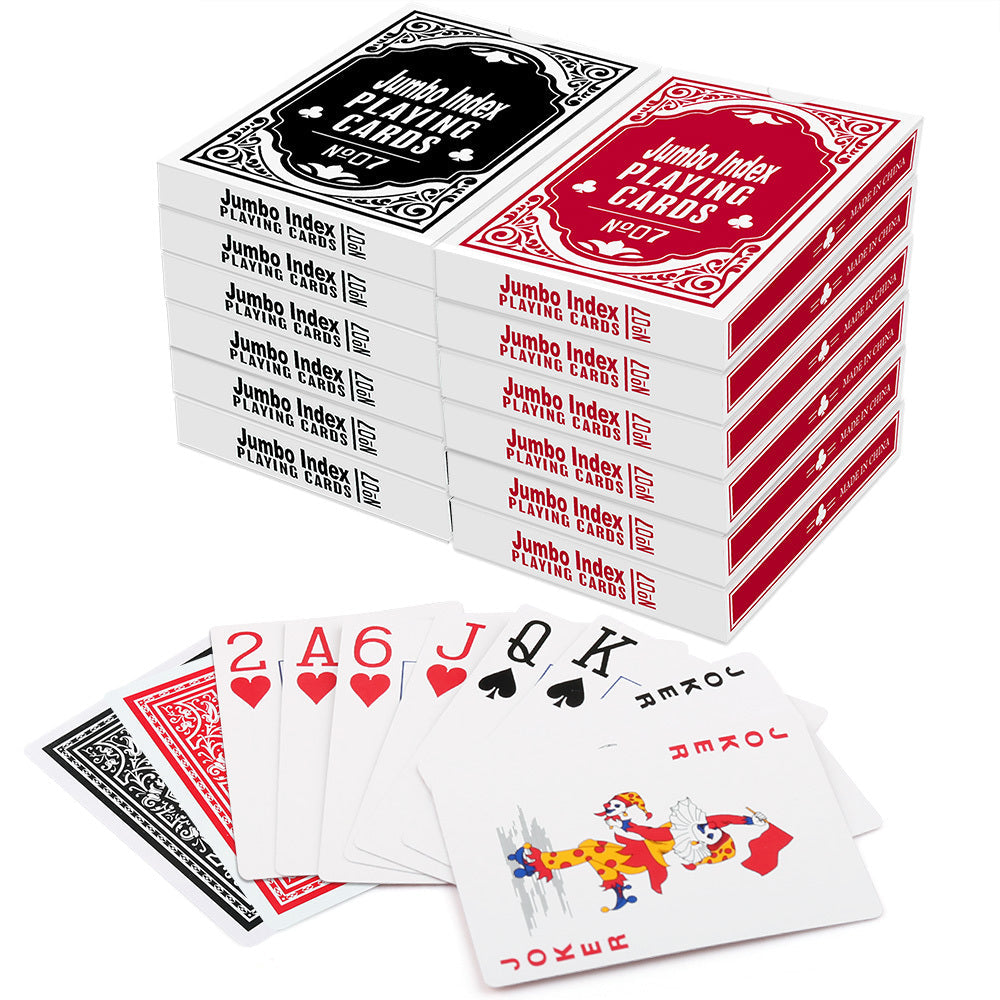 Large Print Playing Cards Jumbo Index – 12 Decks Bulk Set, Poker Size Black & Red Easy-Read Cards for Seniors, Card Games — i
