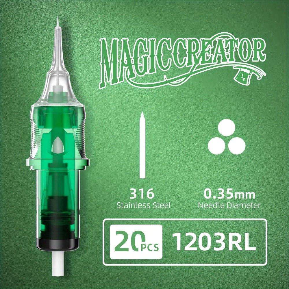 Tattoo Cartridge Needles with MAGICCREATOR Label, 20-Piece Box with 25 RL RS CM M1 Options — image 5