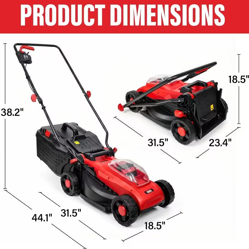 13-Inch 20V Cordless Brushless Push Lawn Mower with 2 Batteries