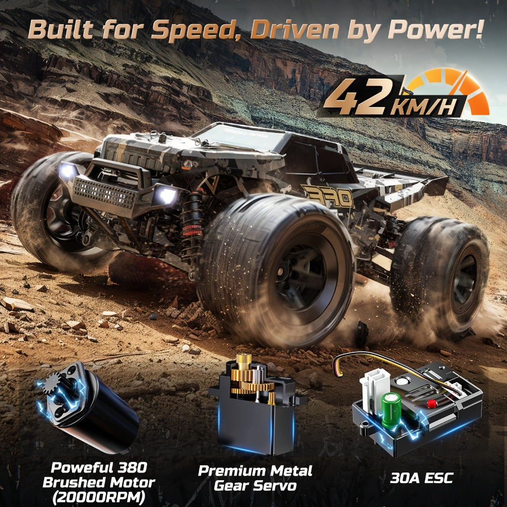 Remote Control Car, DEERC 1:16 4WD Off-Road Truck with 42 km/h Label, Dual 1500mAh Batteries and LED Lights — image 2