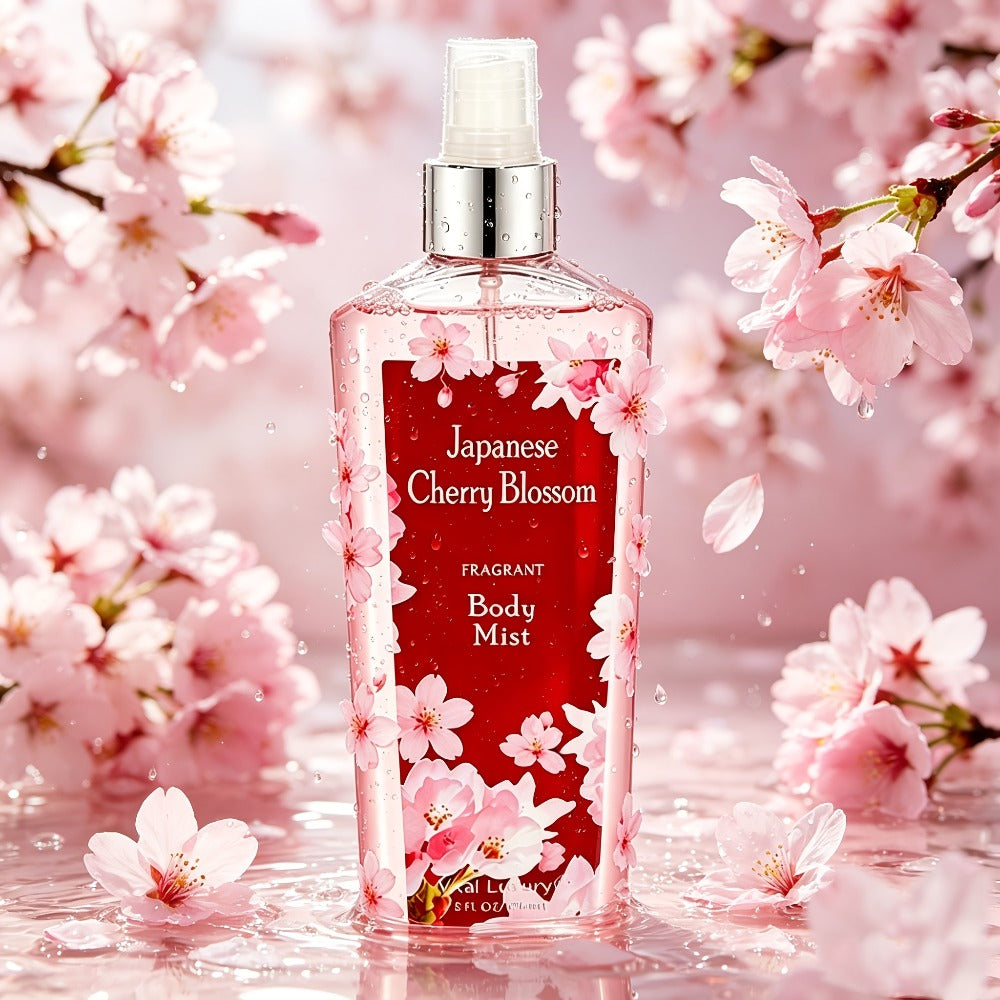 Cherry Blossom Gift Set for Women Body Lotion and Body Mist Japanese Sakura Fragrance Moisturizing Softening Skin Care Set — 