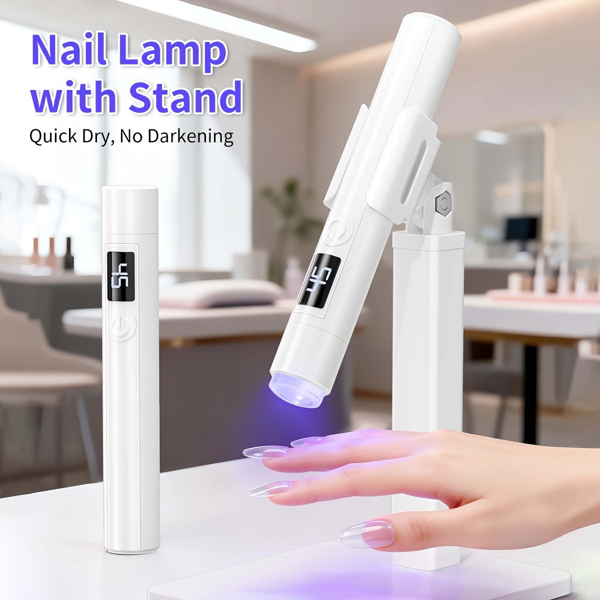 French Manicure Nail Stamper LED Lamp Kit, 4-Head Portable Rechargeable DIY Nail Art Tool with Nail Sticker — image 11