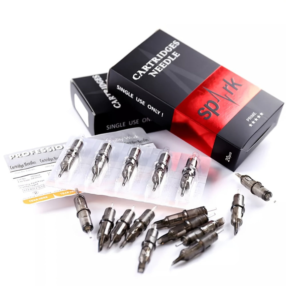 Tattoo Cartridge Needles with SPARK Label, 20-Piece Box and 24 Retained RL RS CM M1 Model Choices — image 1