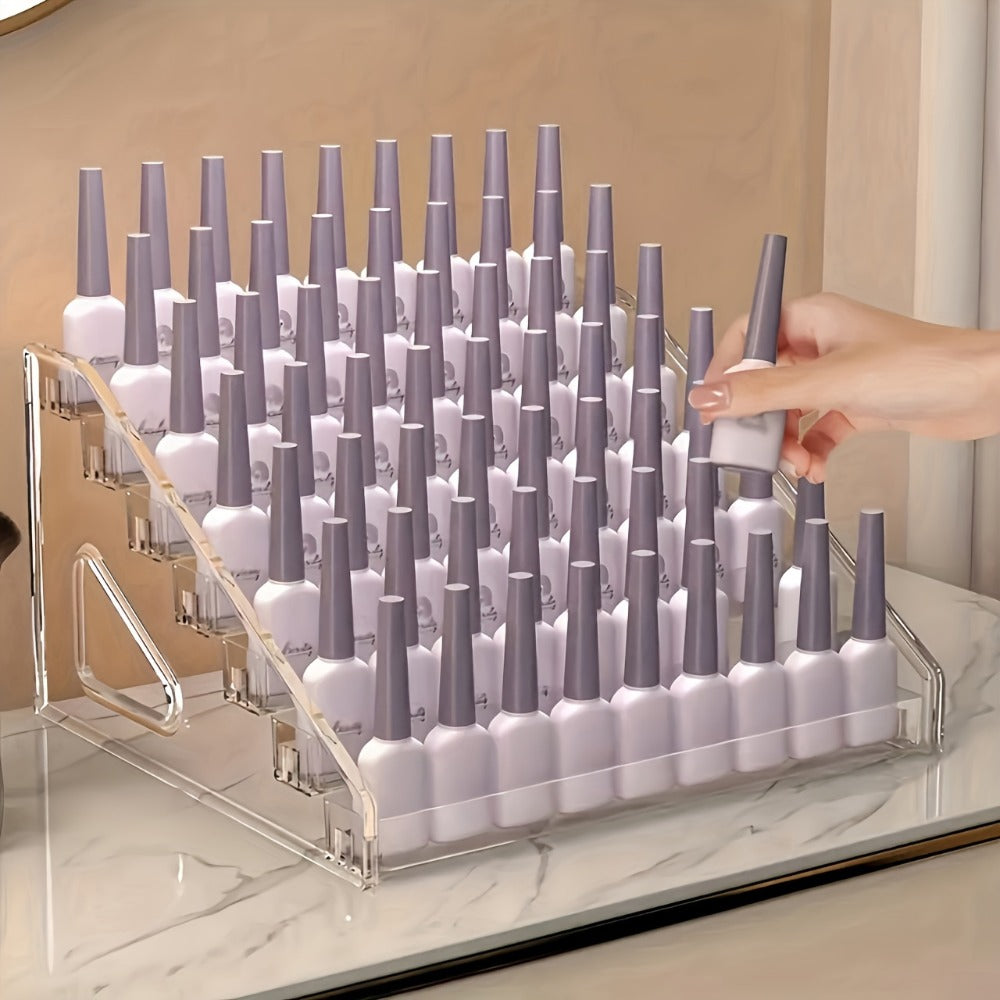 Nail Polish Organizer Acrylic Display Stand 4 Tier Clear Transparent Rack Gel Polish Holder Countertop Storage Shelf for Nail