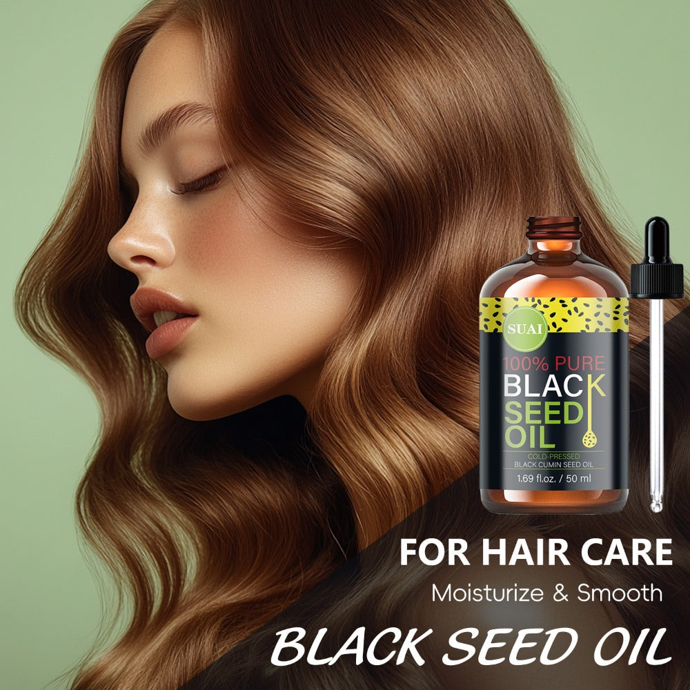 Black Seed Oil 100% Pure Cold Pressed Multi-Use Moisturizing Firming Skincare Oil for Face Body Hair Nails Eyelashes Natural 
