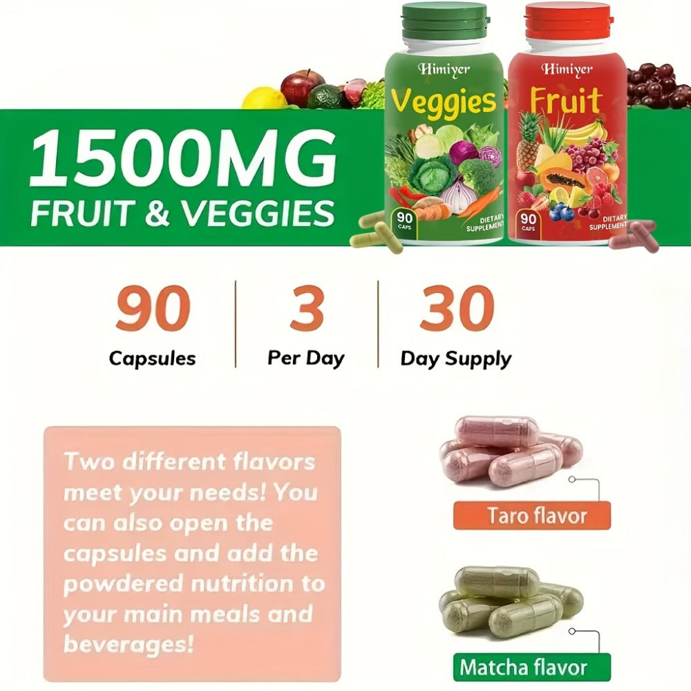 Superfood Capsules Fruits & Vegetables, 90 Fruit + 90 Veggie Capsules per Set for Bath Time, Home Spa and Personal Care — ima