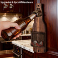 Wooden Bottle Opener Wall Mounted with Metal Cap Catcher – Handcrafted Rustic Beer Opener, Freestanding or Wall Mount, Holida