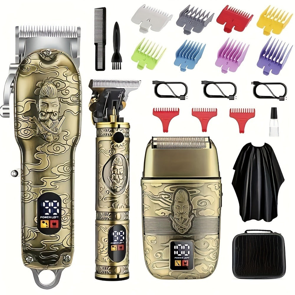 Hair Clippers & Trimmers GSRY Bronze Four-Tool Grooming Set with LCD Displays, USB Charging and Guide Combs — image 4