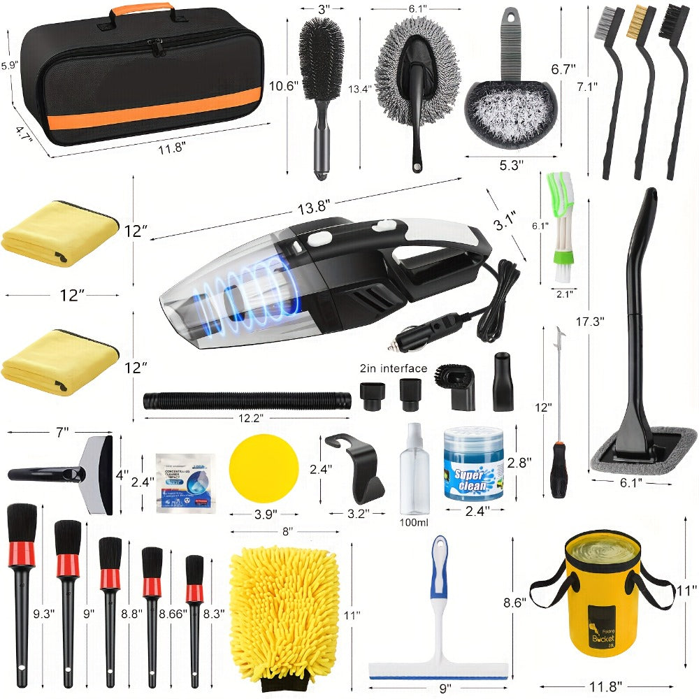 Car Cleaning Kit in 19 or 41-Piece Options with Brushes, Towels, Bucket and Selected Vacuum Tools — image 2