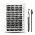 156-Piece Mixed Self-Adhesive Lash Cluster Tray with Black Tweezers and Spoolie Brush in Mixed Style — image 1