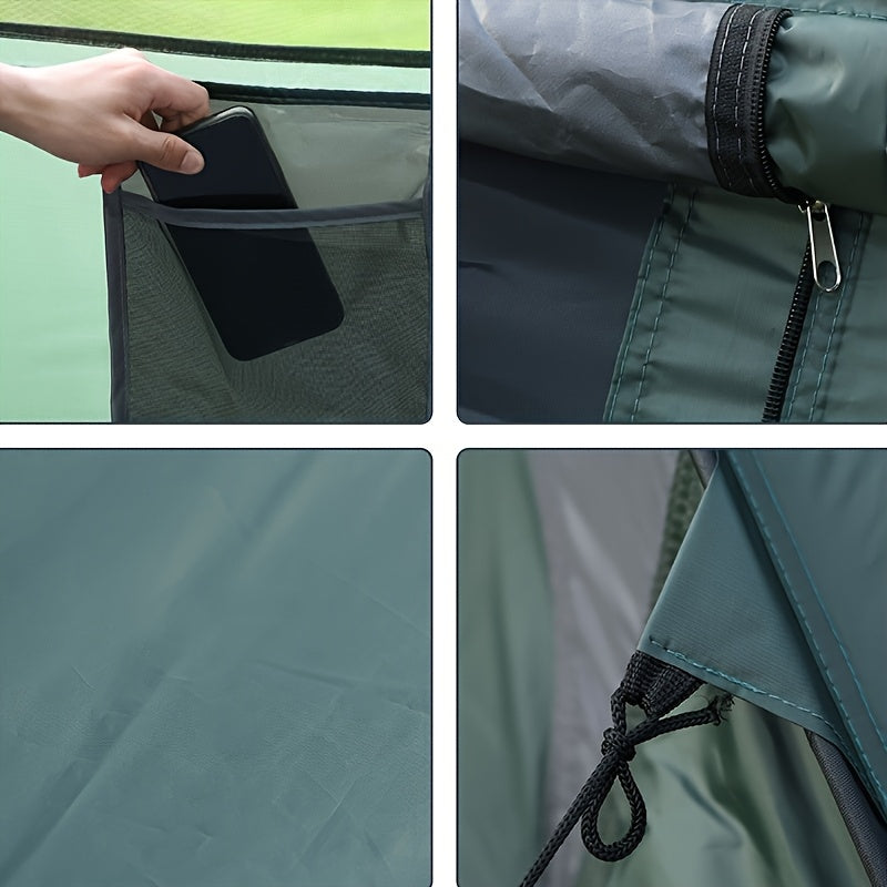 Camping Tent 3-4 Person Auto Pop-Up with Interior Storage Pockets, Carry Bag and Army-Green Finish — image 2