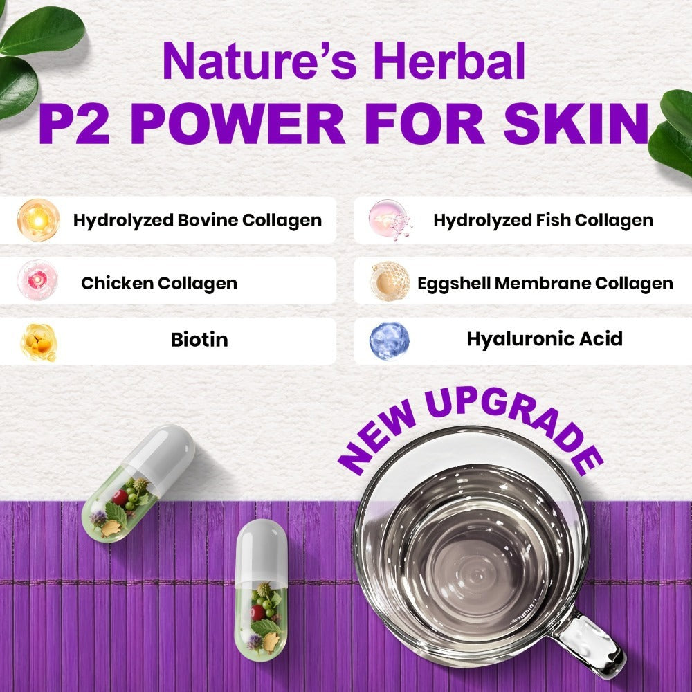 Collagen Capsules Type I II III V X with Vitamin C, Hyaluronic Acid & Biotin, Skin Hydration, Elasticity — image 4