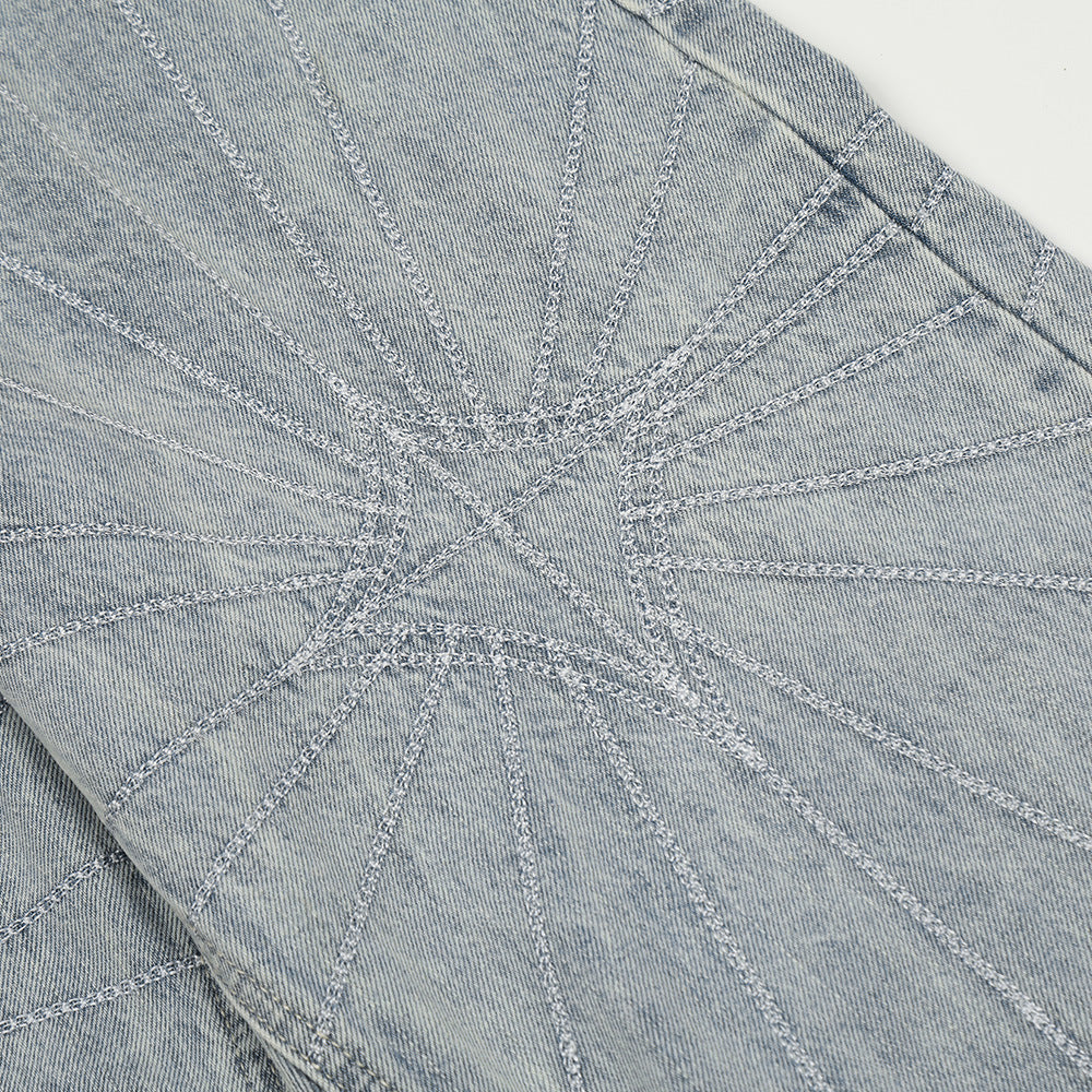 Embroidery Wash Denim Trousers For Men