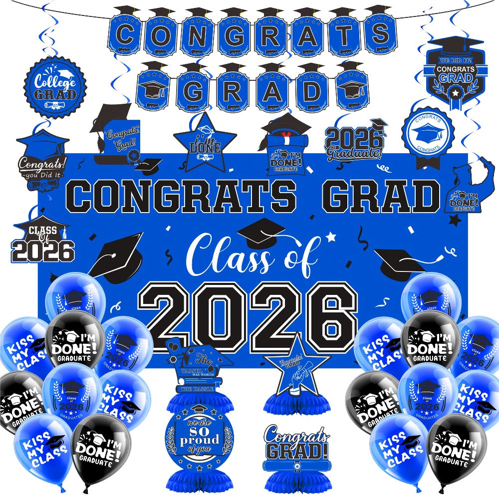 Class of 2026 Graduation Decoration Set with Letter Banner, Hanging Pieces and Six Color Options — image 7