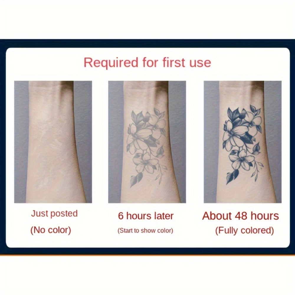 Temporary Tattoos, 4-Sheet English Word and Letter Set with Black Script Designs for Arm and Body Placement — image 4