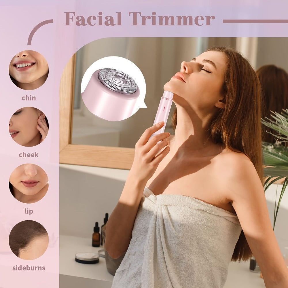 Bikini Trimmer Electric 2-in-1 Rechargeable Dual-Head Face Shaver for Women – Stainless Steel Blade USB Cordless Hair Remover