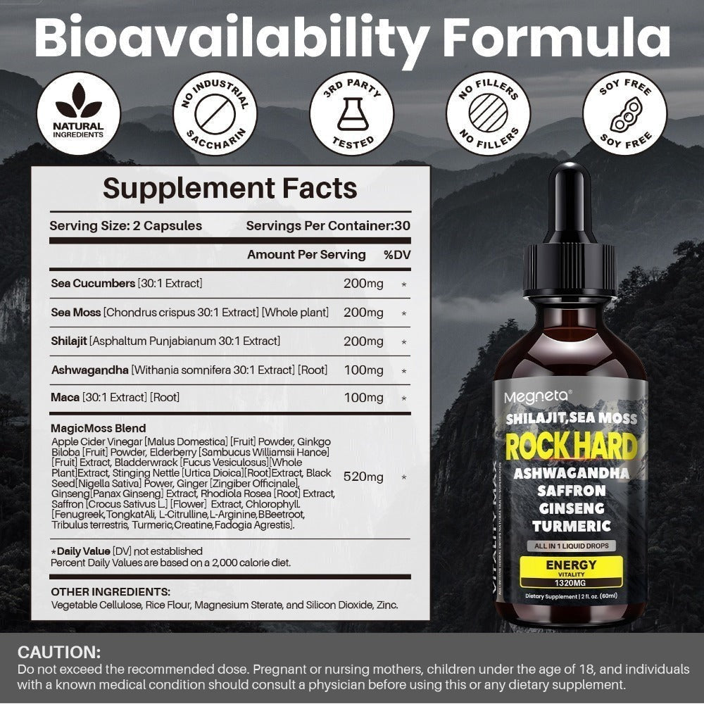 Two-Piece Men's Health Supplement Set with One Capsule Bottle and One Liquid Dropper Bottle in Coordinated Packaging — image 