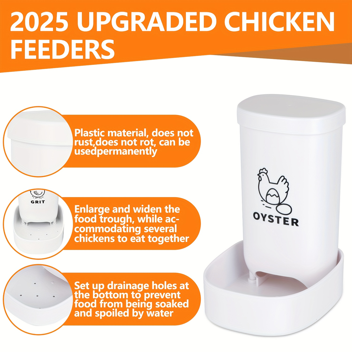 Oyster Shell Feeder & Grit Feeder Set Gravity Fed Waterproof 2-Pack — image 4