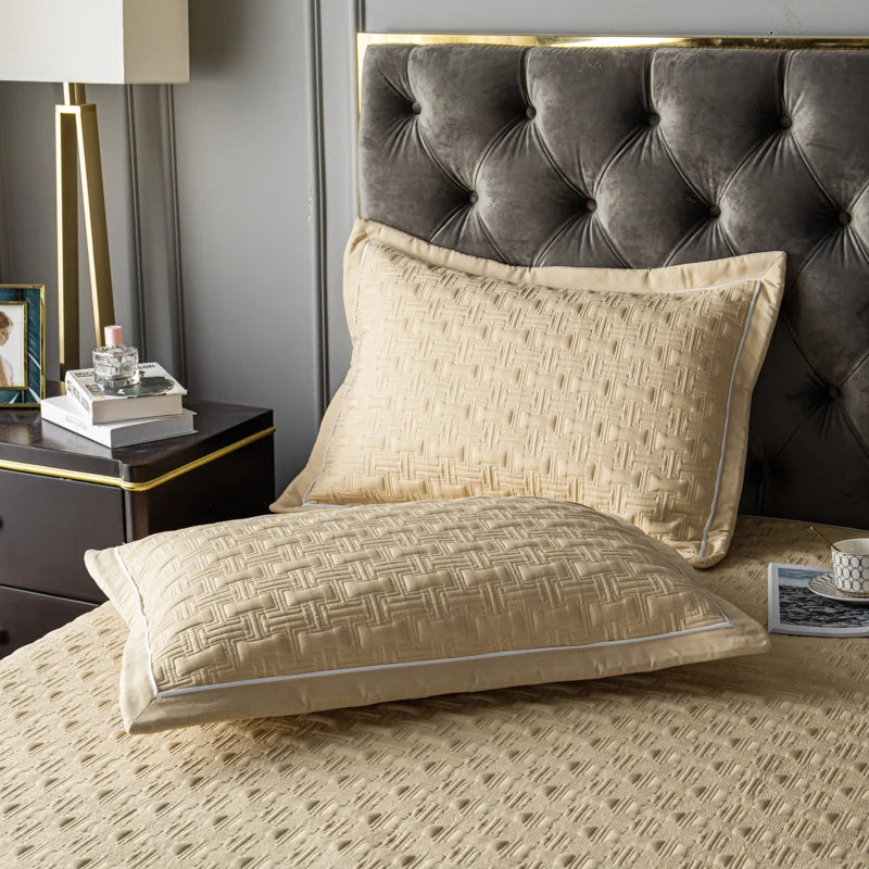 Quilted Padded Continental Bed Cover Three Piece Set