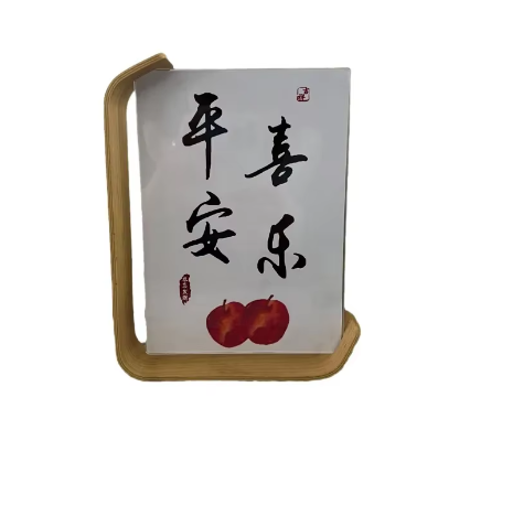 Double sided acrylic photo frame creative photo frame leaf carving table solid wood desktop decoration photo frame