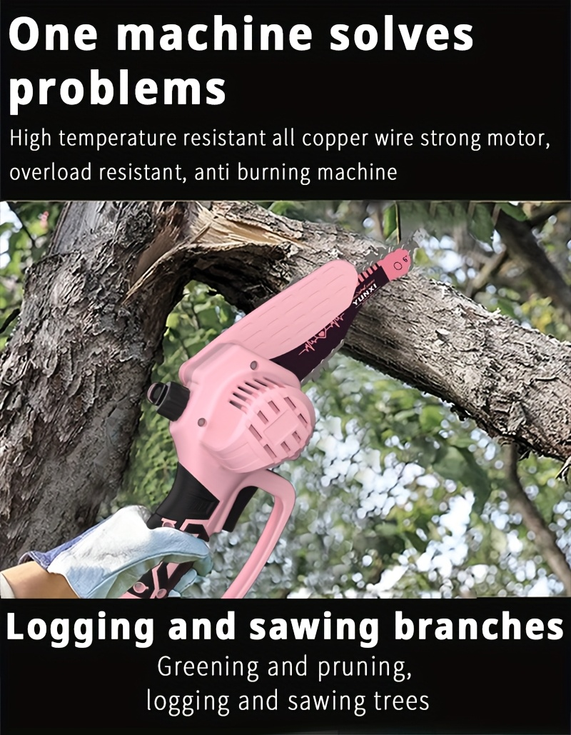 Cordless Electric Pruning Saw Handheld Mini Chainsaw Wireless Portable Tree Branch Cutter with Safety for Garden, Patio and Y