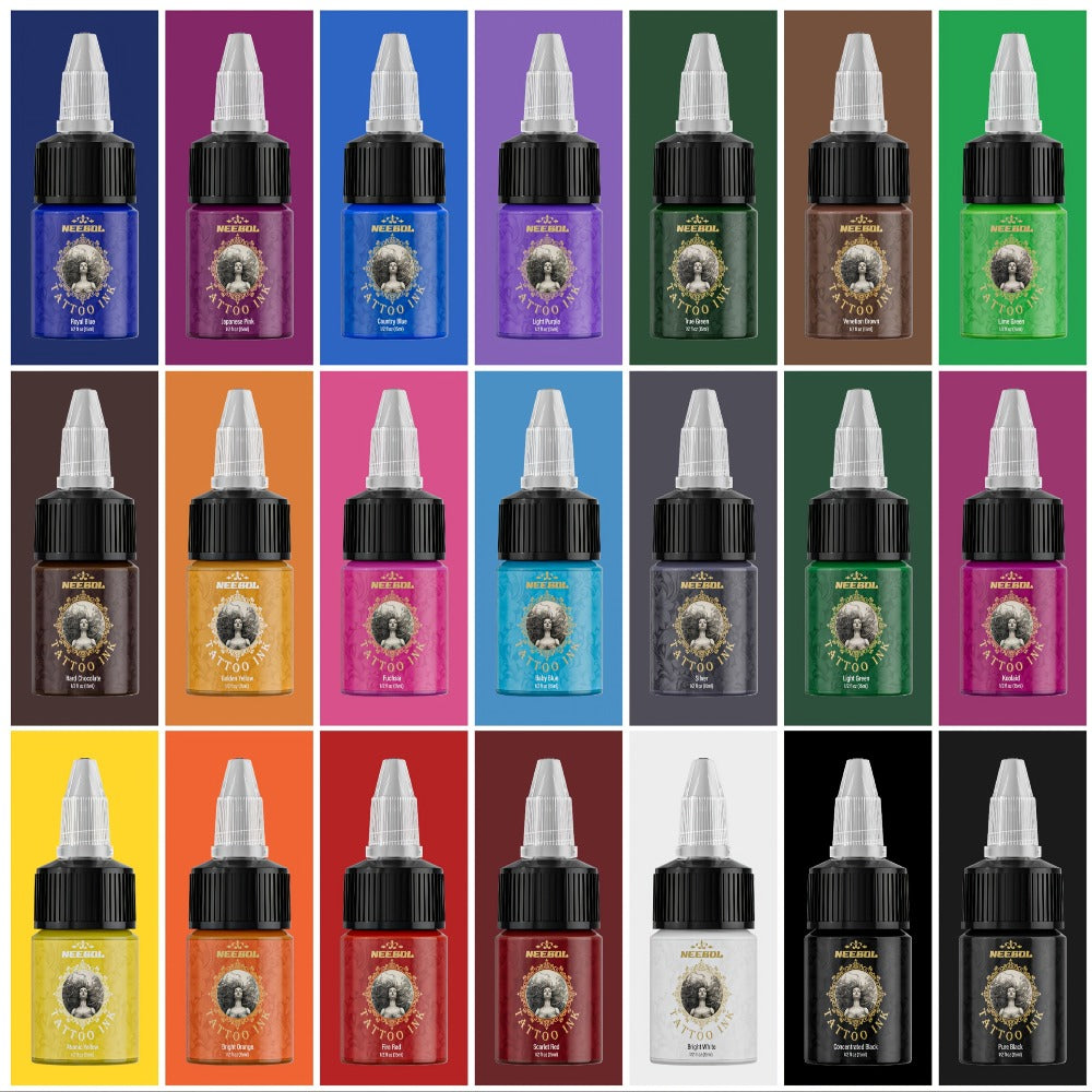 Tattoo Ink 14- or 21-Color Set with 0.5oz 15ml Bottles and Two Palette Choices for Color Selection — image 6